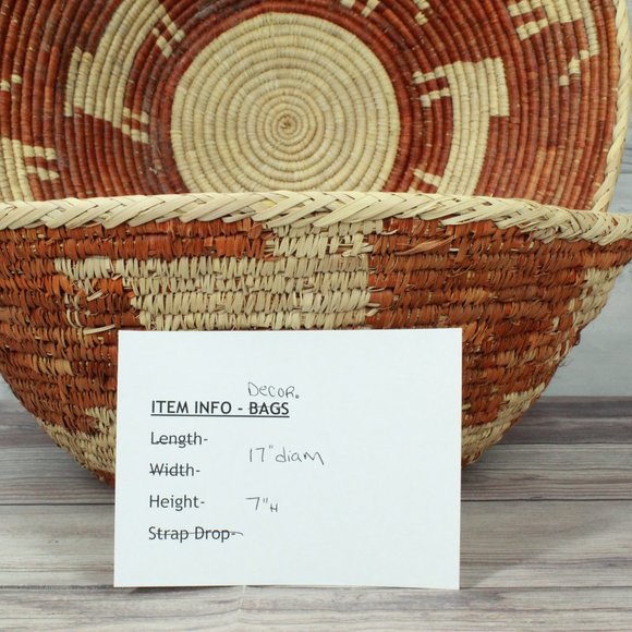 Vtg! Lot of 2 Home Décor Hand Coiled Tightly Woven Bowl Grass Straw Basket Bowl - Picture 9 of 9